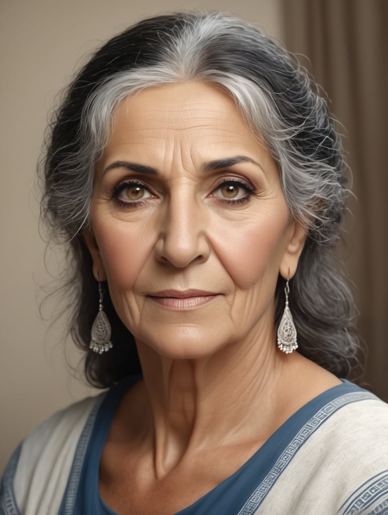 BEAUTIFUL 60 YEAR OLD GREEK WOMAN, REALISTIC