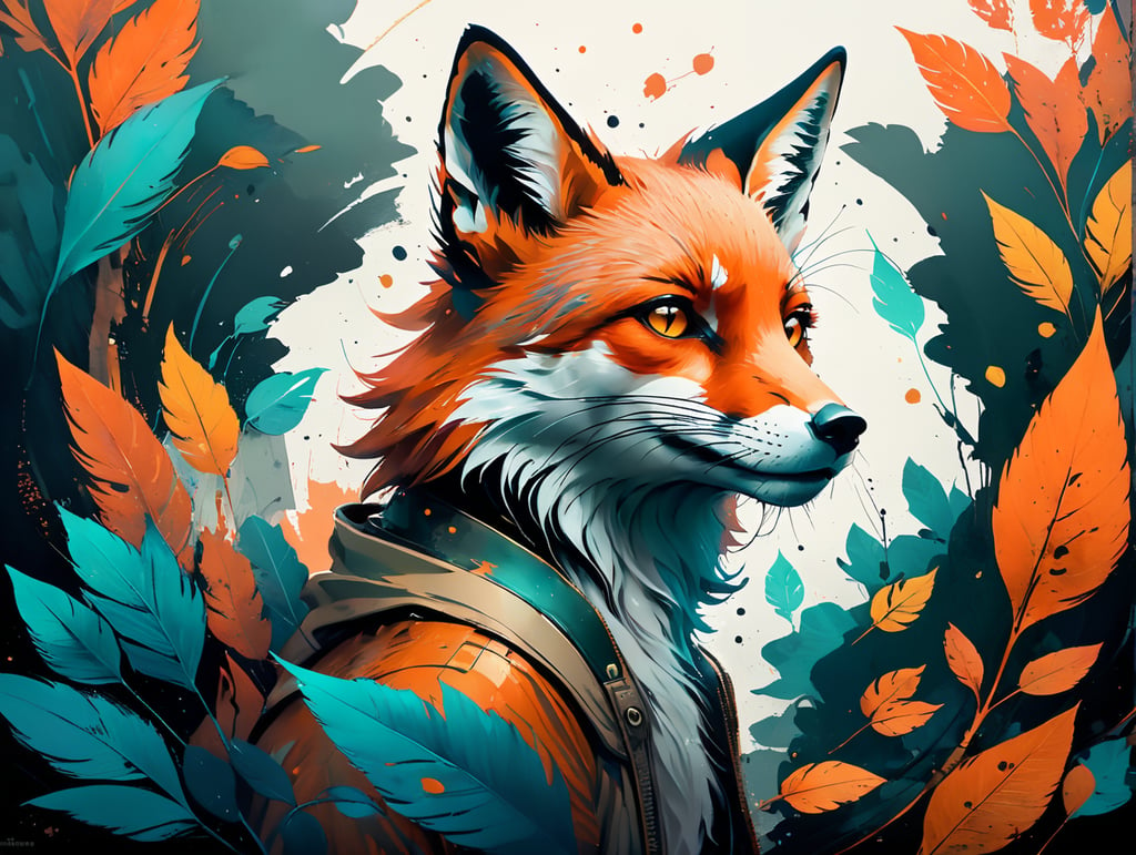pattern, Fox, leaves
