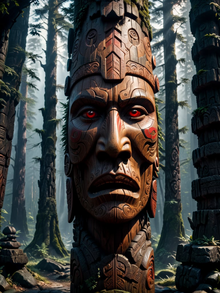 carved wooden totem, redskin, first nation, pole