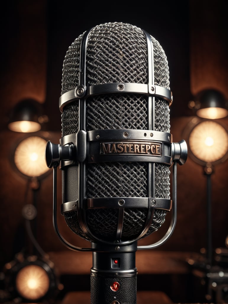 microfono vintage con cuerpo de hombre,