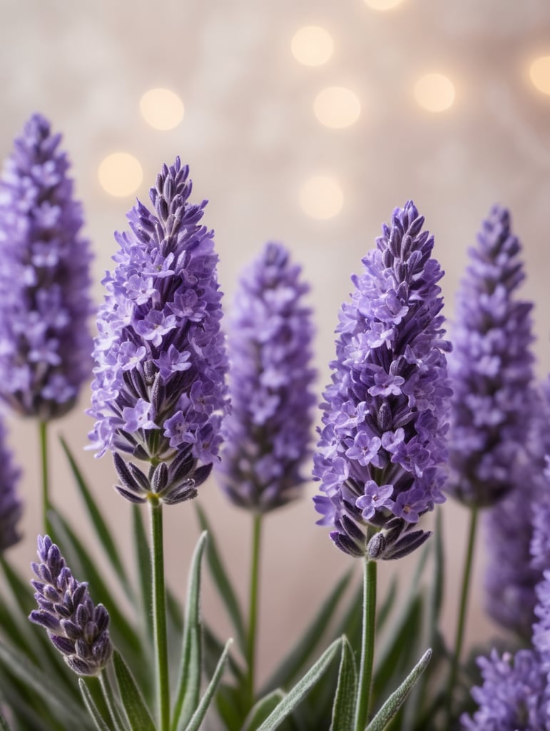 lavender flowers made of paper on a lavender background in photo soft box