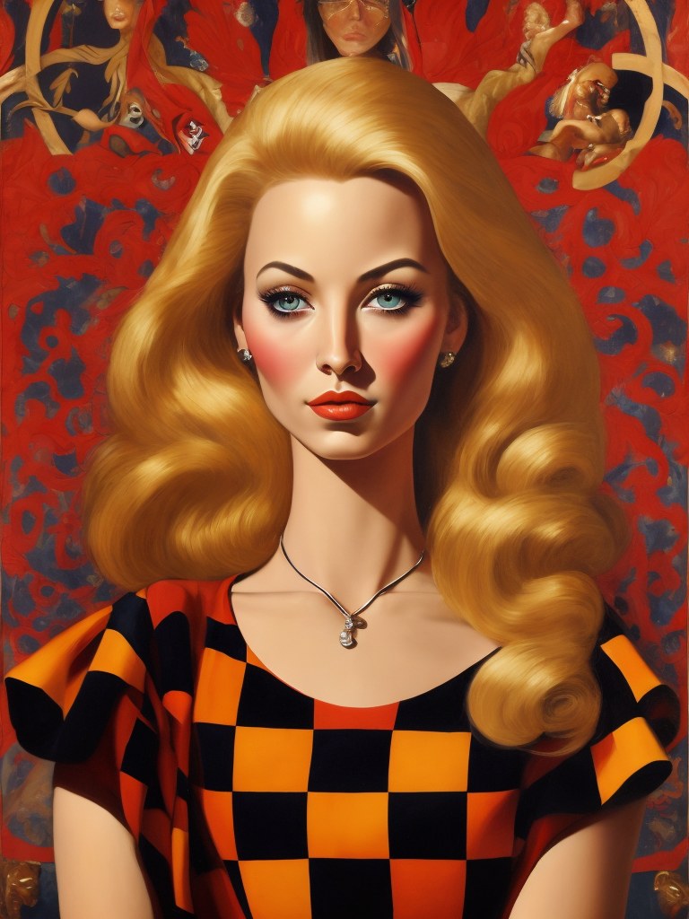 Barbie is a fashion doll, Painting, Oil, Portrait, Cover Art, Surrealism, Germany, France, style of Mati Klarwein