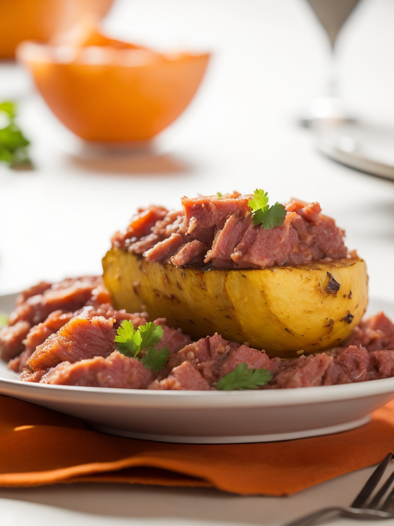 stuffed mashed plantains with corned beef