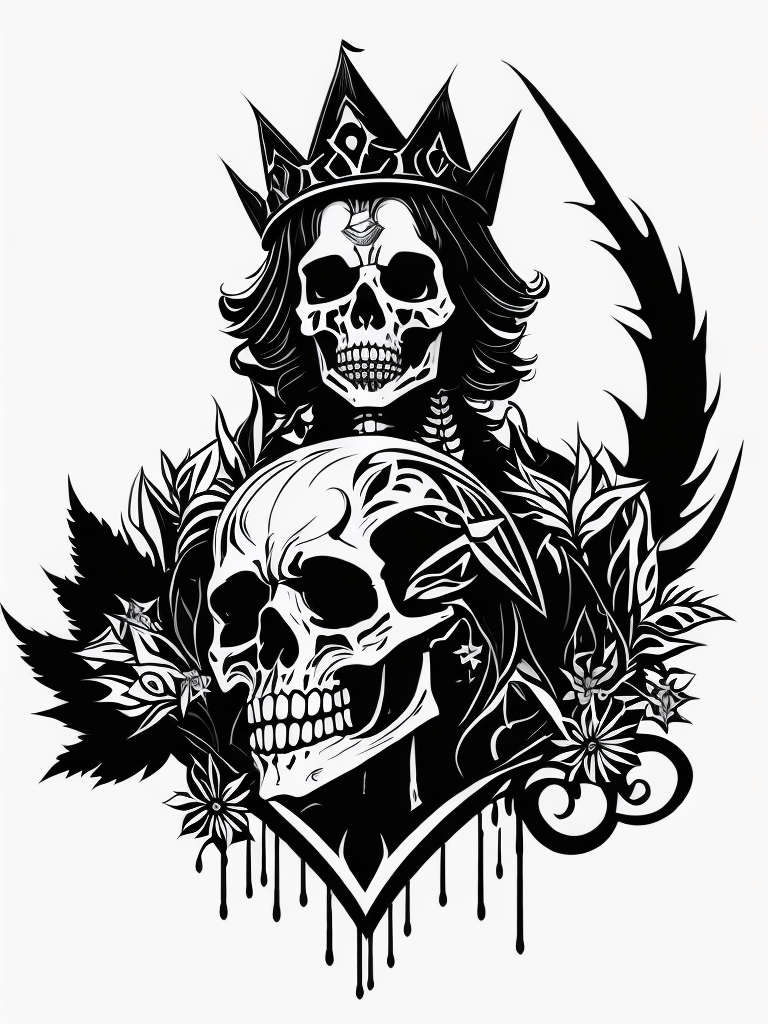 A vector art of a queen skeleton tattoo