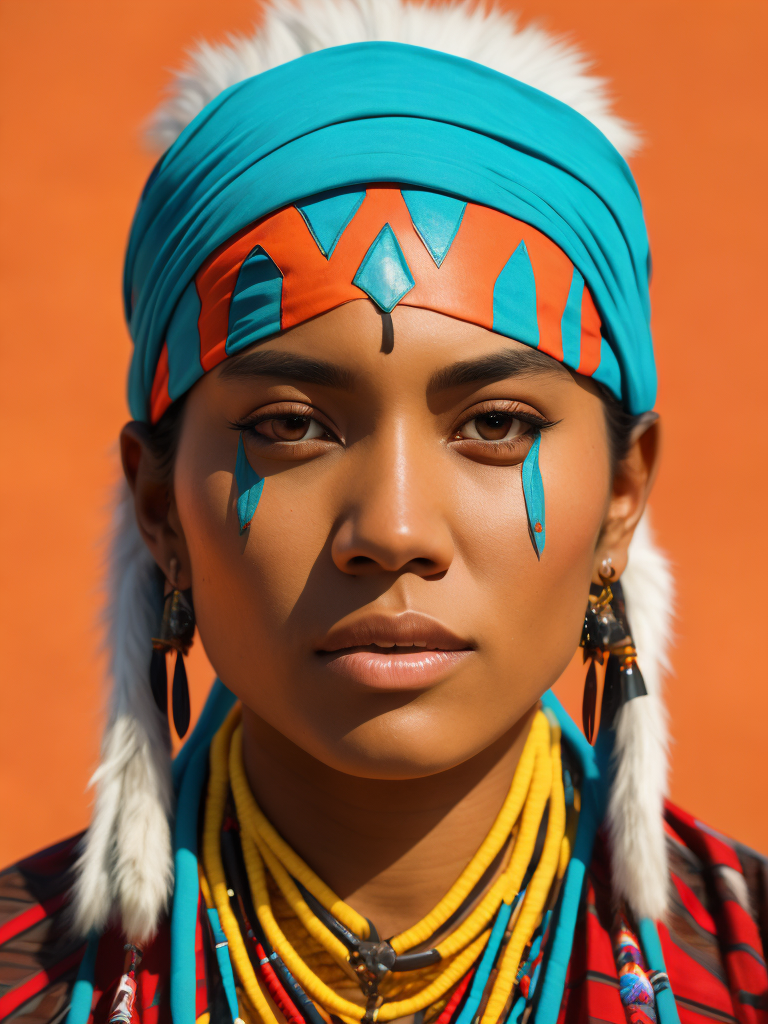 native american woman 16 years old in national dress