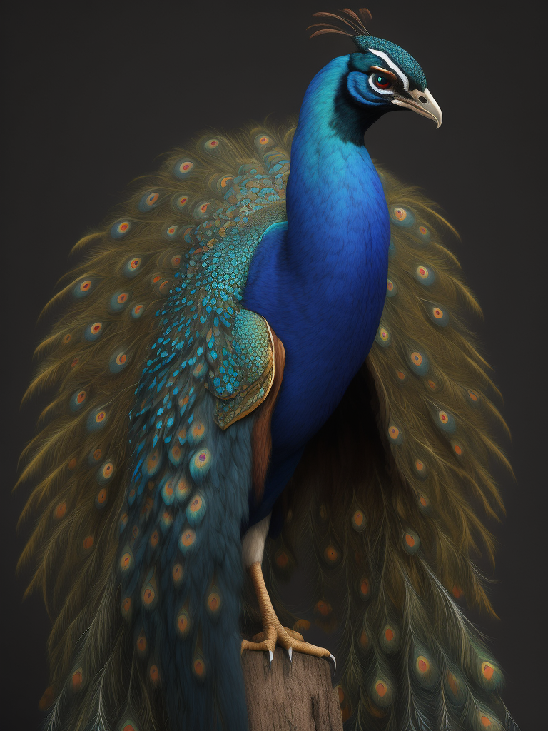 Peacock full color painting total body with tail