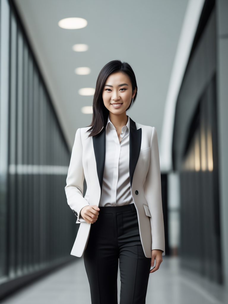young modern asian business lady in business suit