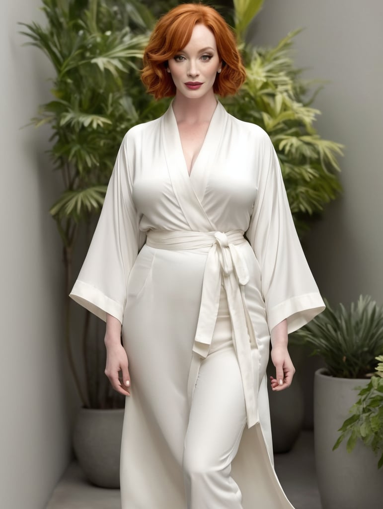 christina hendricks in white kimono