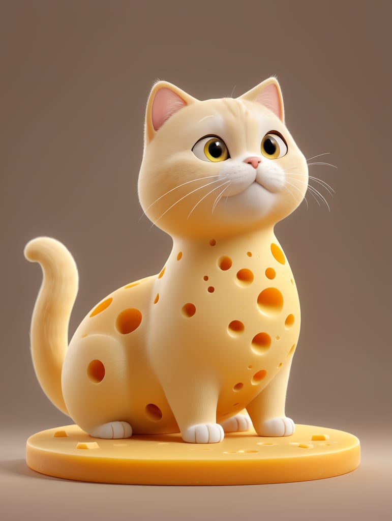 a cheese British shorthair cat made from Swiss cheese