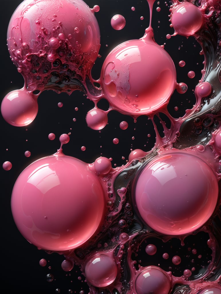 concept of human, liquid, melted wax, bubbles, abstract, everything pink