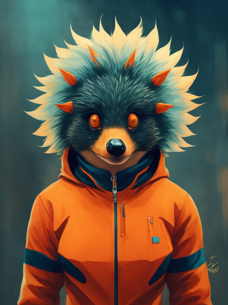 50s cartoon style photo of anthromorphic hedgehog, style of hannah barbara, studio ghibli, akira toriyama, james gilleard, warner brothers, trending pixiv fanbox, acrylic palette knife, 8k, vibrant colors, devinart, trending on artstation, low details, smooth