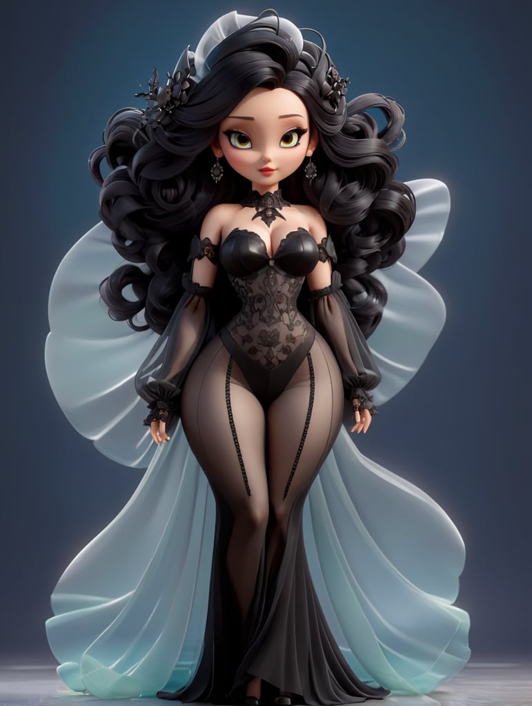 Beautiful woman with amazing body and transparent and gothic style clothes