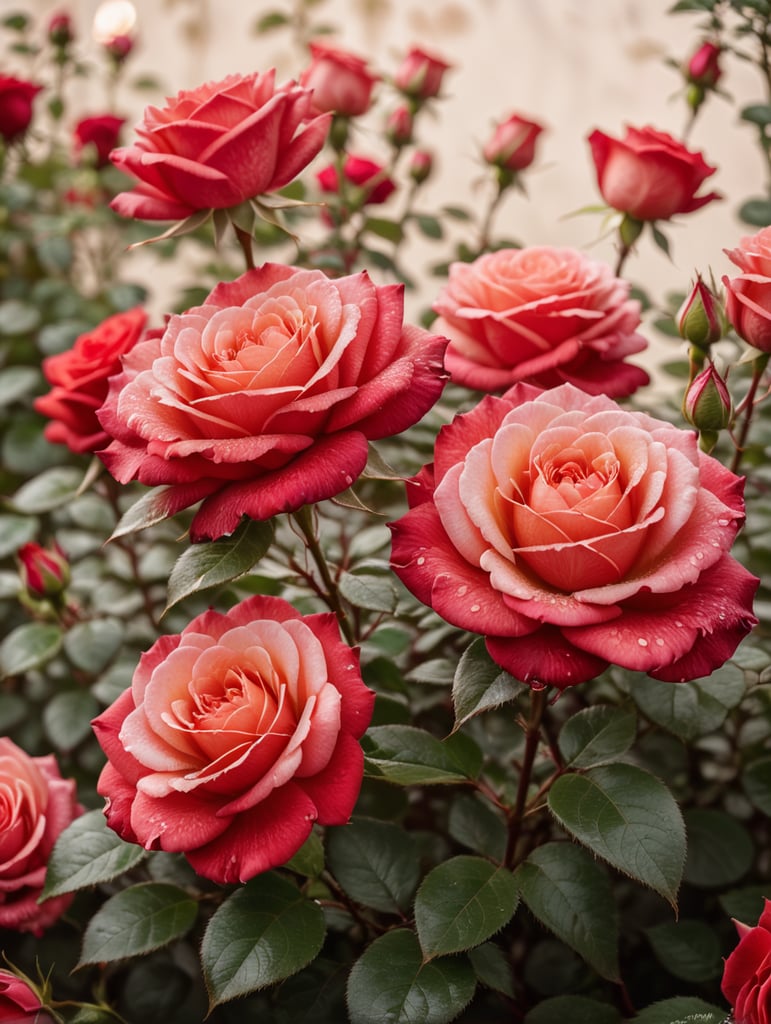 a thousand red rose flowers,depth of field,