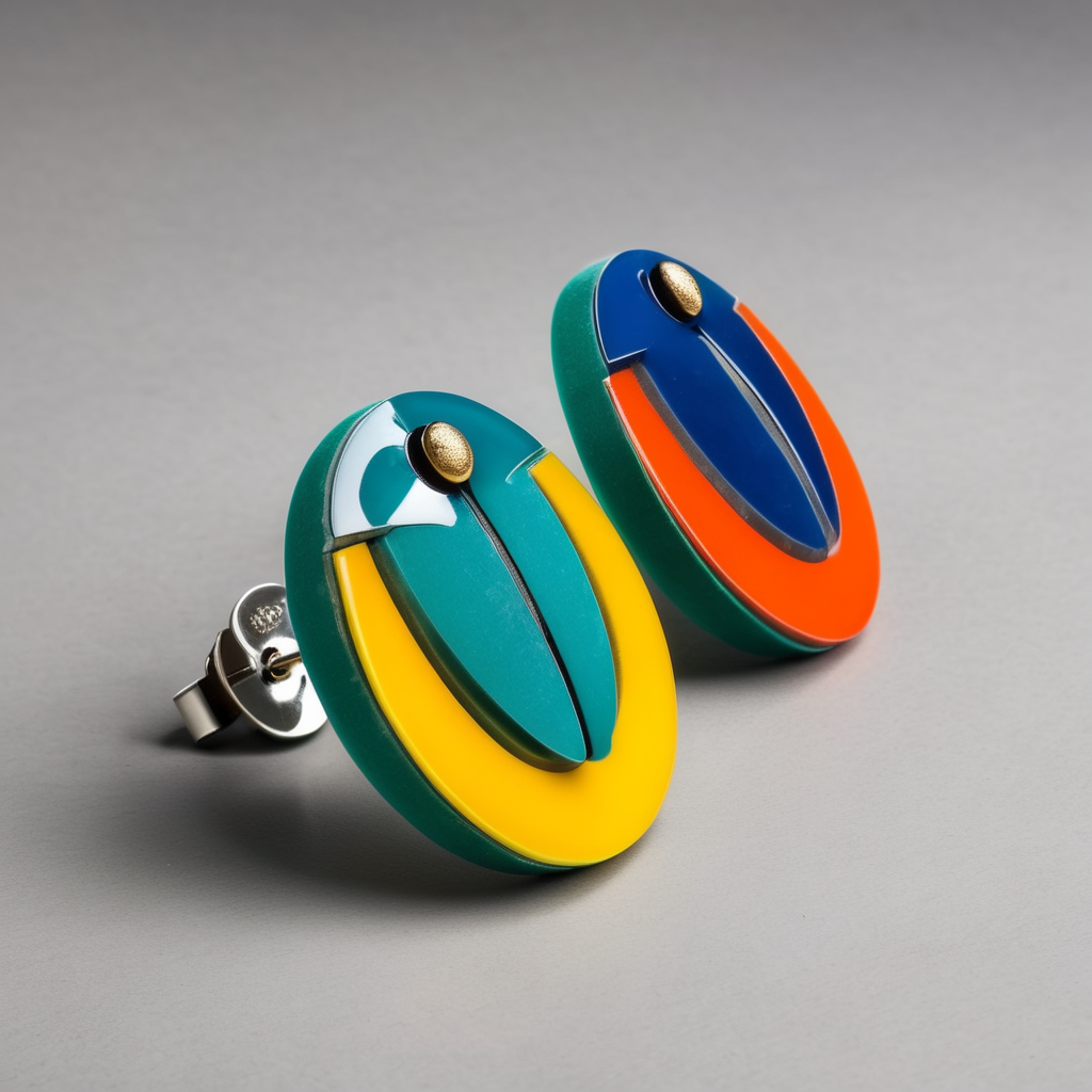 Aretes de joyería minimalista de colores vibrantes con materiales ACRÍLICOS y concreto con forma de escarabajos