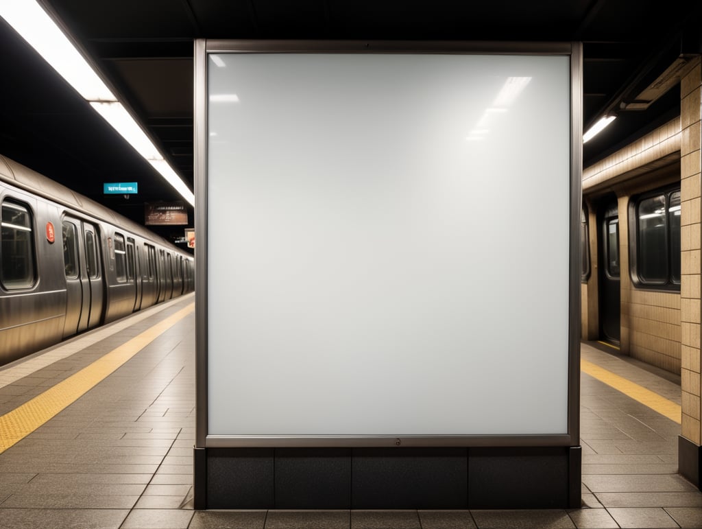 subway blank white billboard, mockup, mock up