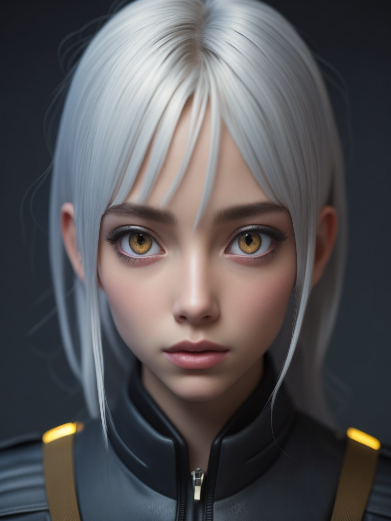 Girl who has platinum blond hair, 3d anime style, big anime eyes, anime face, very realistic and detailed anime styled hair, beautiful, dreamy, creative, aesthetic, realistic, detailed, 3d animation graphics, cinematic angle, cinematic light, 8k, ultra high resolution