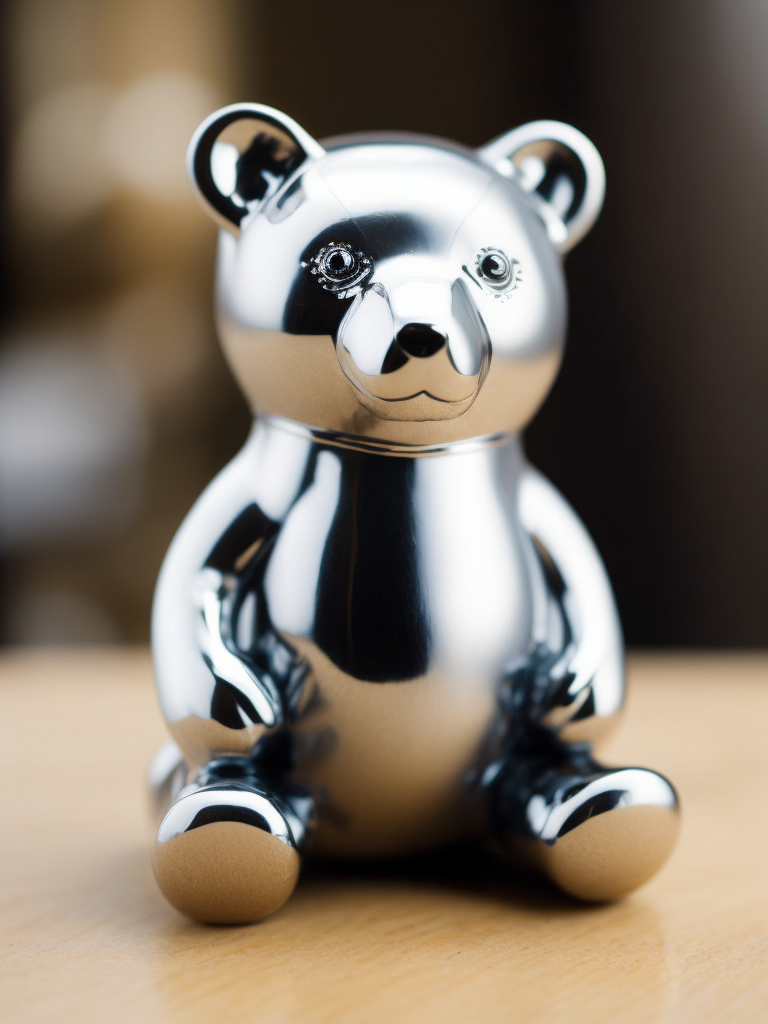 Premium Free ai Images | small chrome figure of bear toy