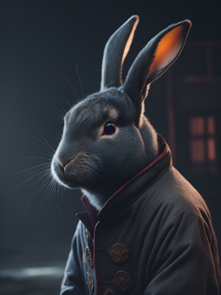 A rabbit in a chinese coat