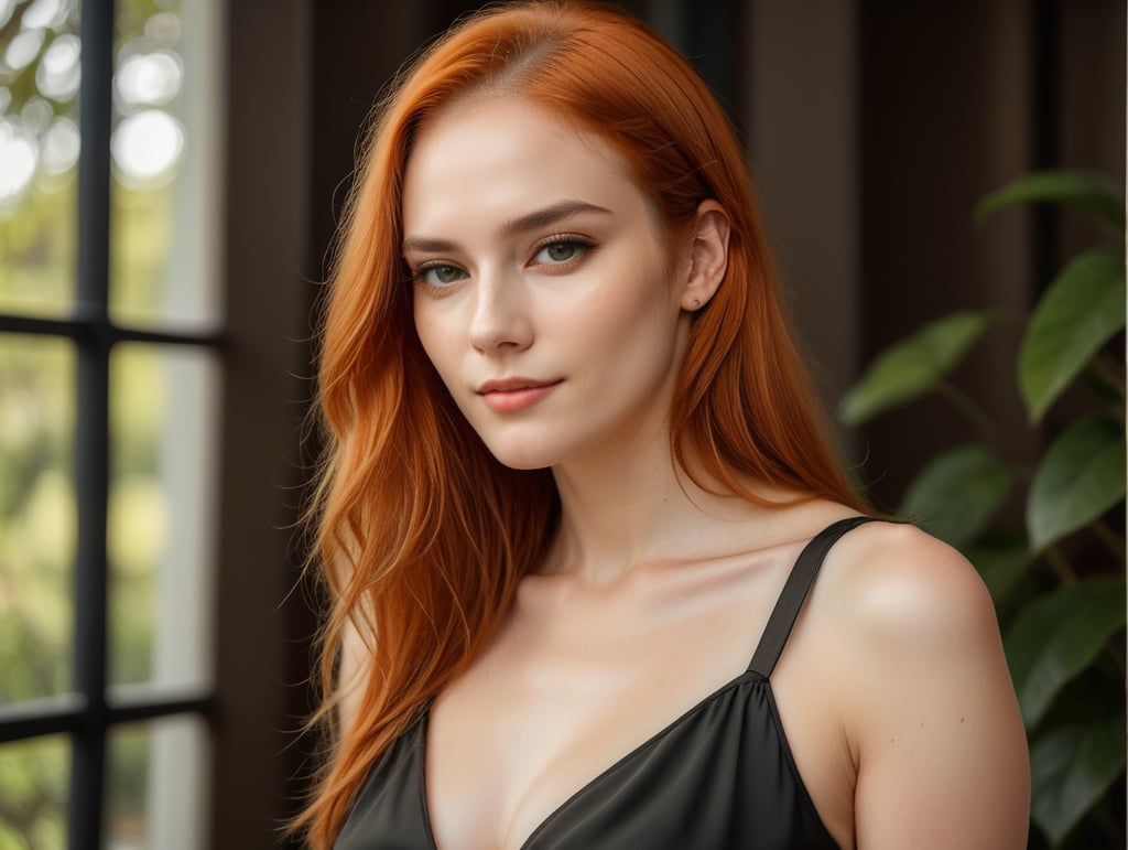 woman,full body. Beauty, celebrity. Skin color - very pale white. Hair color-orange. Hair length: long, straight. Height: 202 cm. She is a tall woman with a very good posture. Weight: 100 Women are one and the same person. The same face, body of women. A real person.