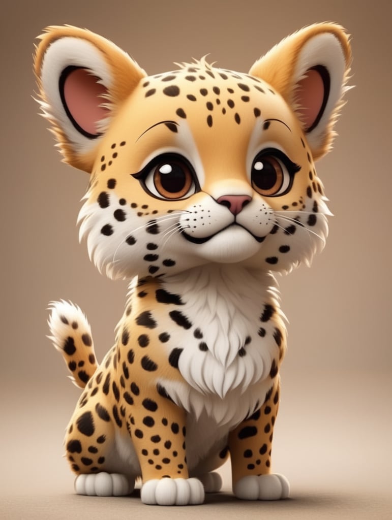 cute, fluffy, jaguar, full view, chibi style, disney style, cartoon style, pixar style,