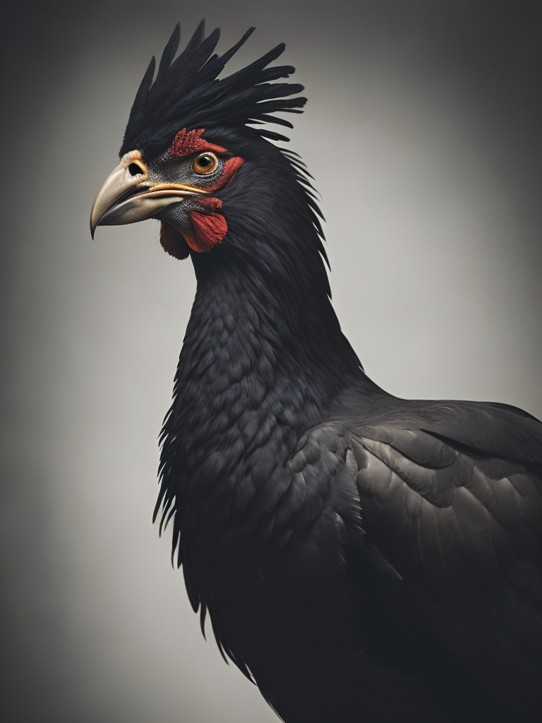 Black cockerel drawn in charcoal pencil old master full body sketch loose artistic style