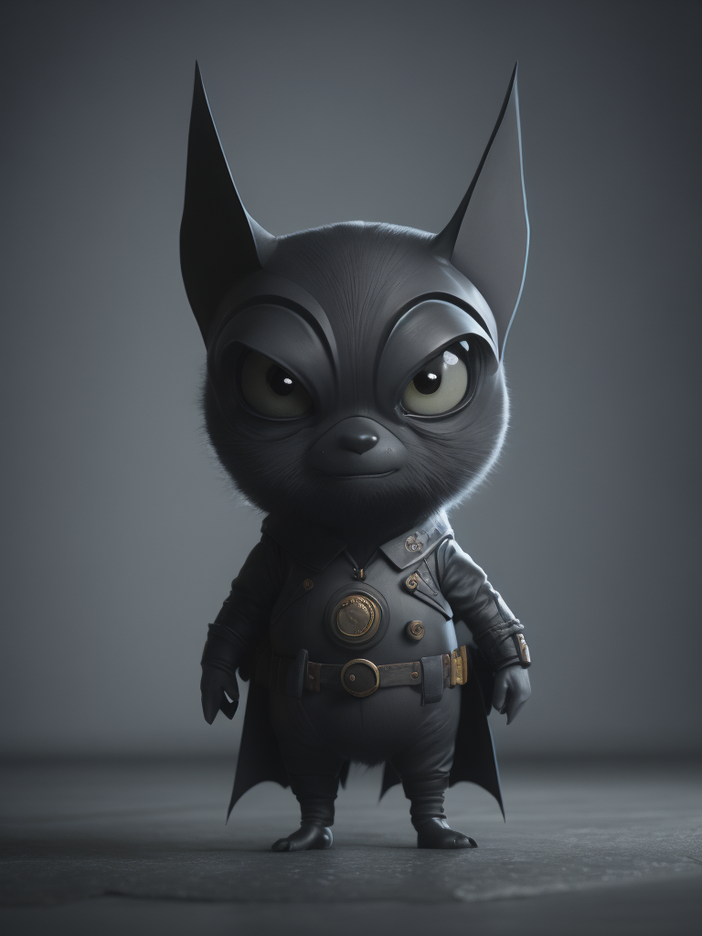 Little bat, cute pixar character, digital painting, studio lighting, creative, big eyes, small nose, standing centered, 3D style, rendered using beautiful Disney animation, Pixar style, Disney style