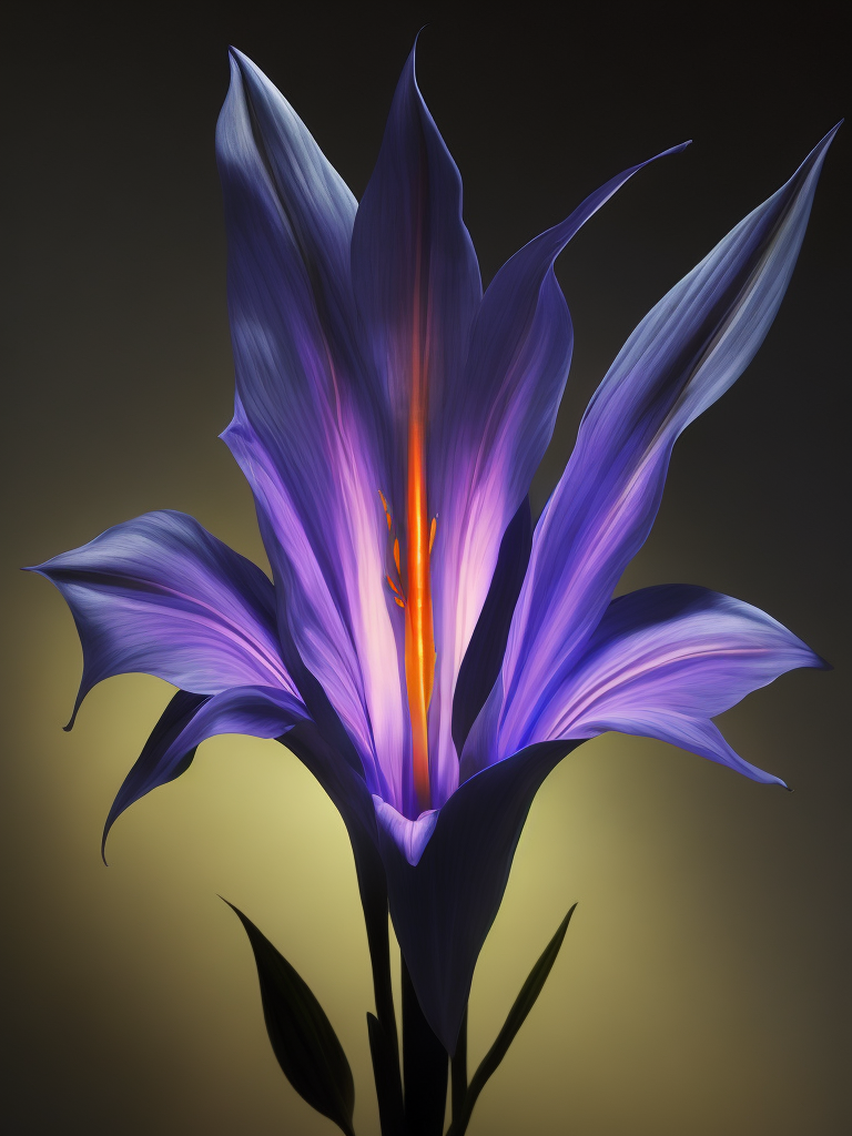 Bioluminescent Flower of a Gladiolus, Glowing Bioluminescence