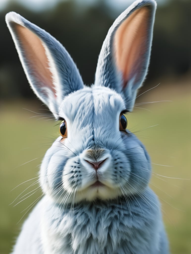 Light blue rabbit, floppy ears, antenna
