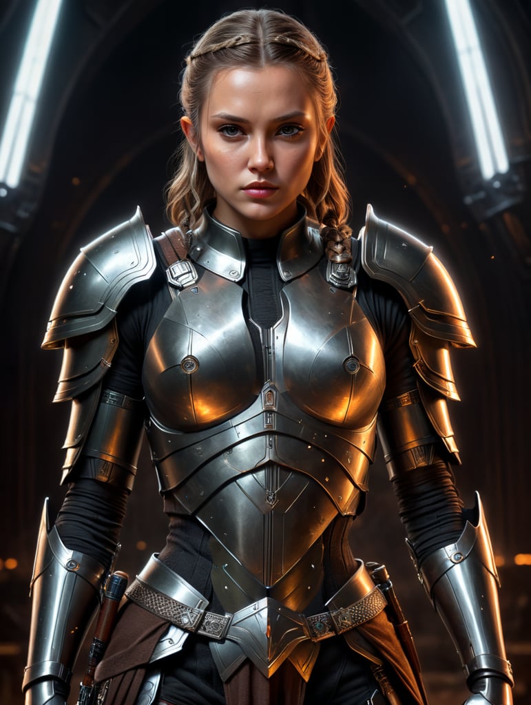 Young female jedi with revealing armor