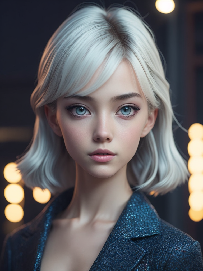 Girl who has platinum blond hair, 3d anime style, big anime eyes, anime face, very realistic and detailed anime styled hair, beautiful, dreamy, creative, aesthetic, realistic, detailed, 3d animation graphics, cinematic angle, cinematic light, 8k, ultra high resolution --v 5 --q 1 --s 500