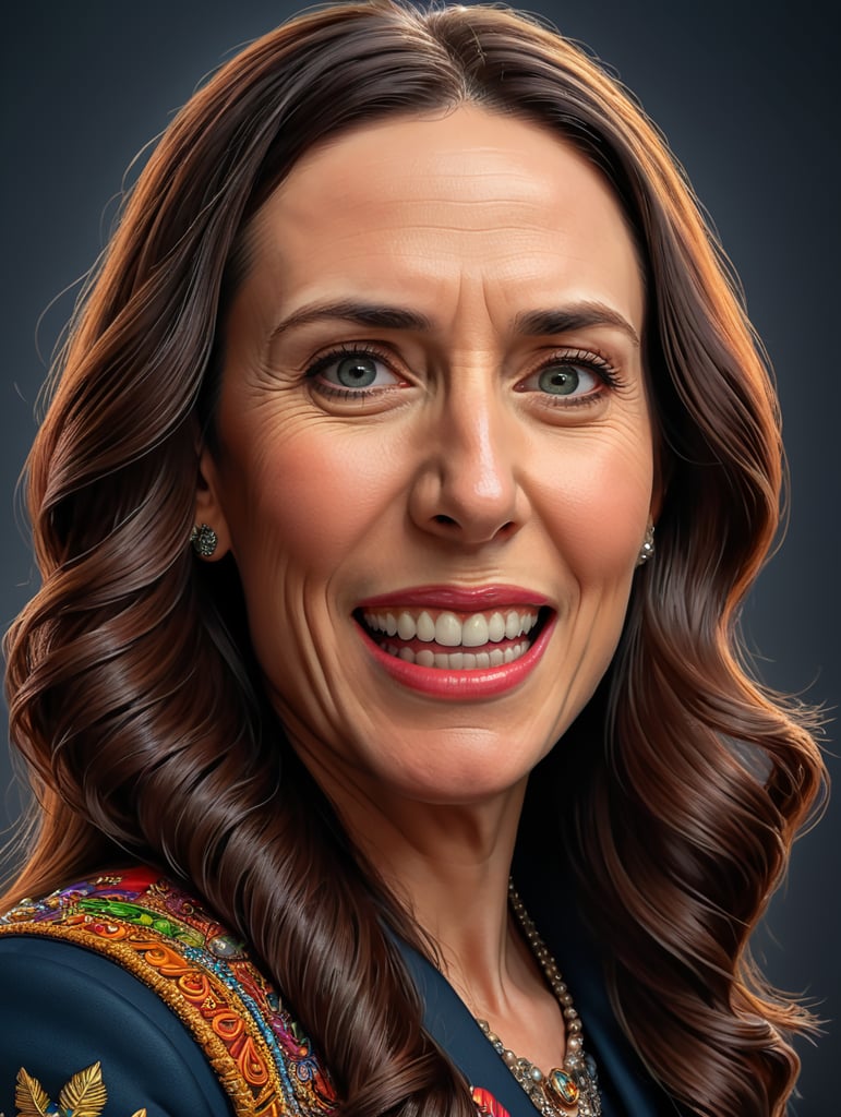 jacinda adern prime minister of new zealand as a cartoon character