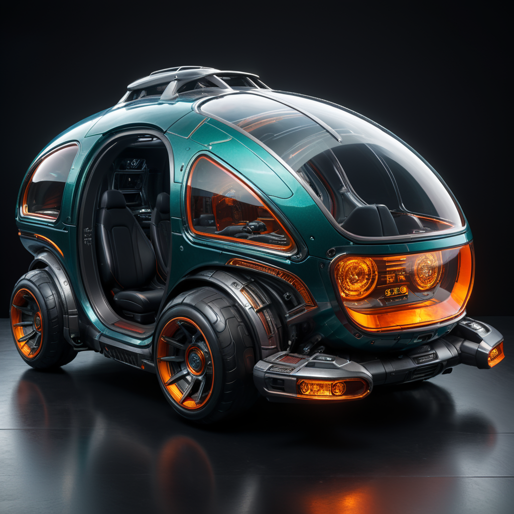 futuristic sci-fi pod car, Flat Design, Product-View, editorial photography, transparent, product photography, natural lighting, natural daytime lighting, zbrush, isolated, dark background