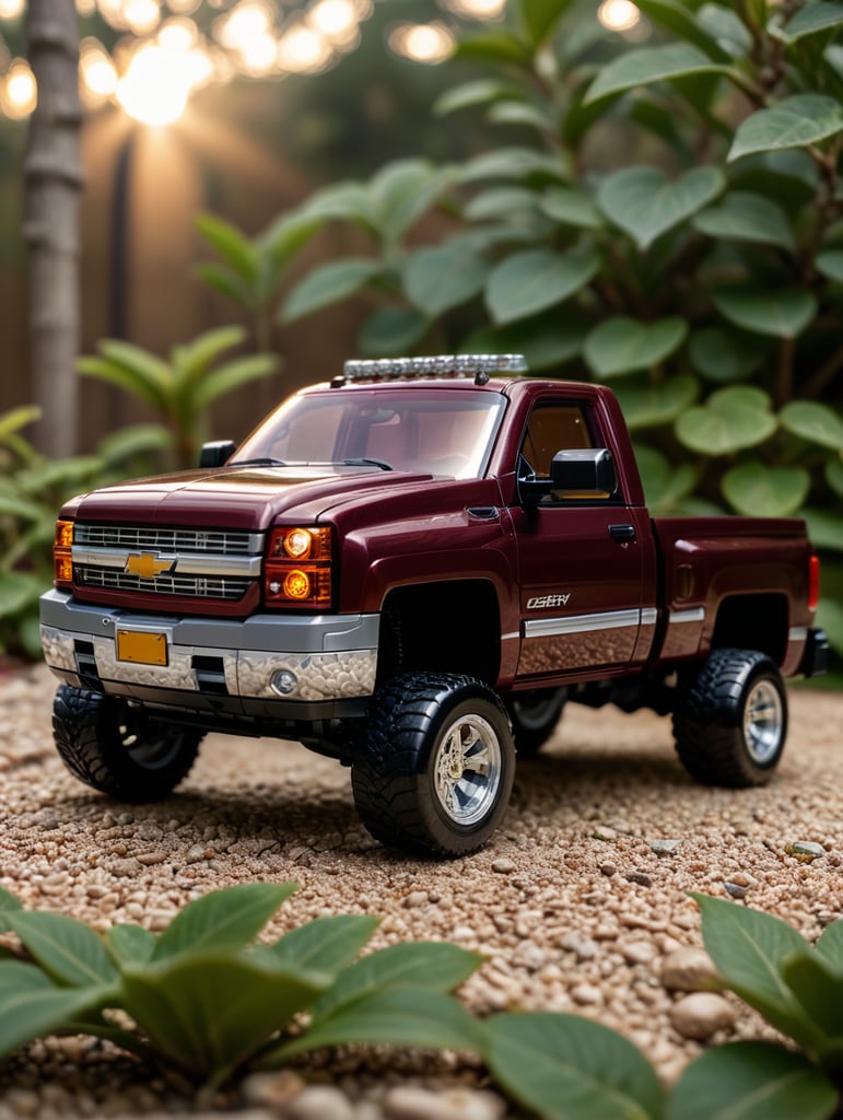 A maroon 2004 chevy silverado but as a lego set