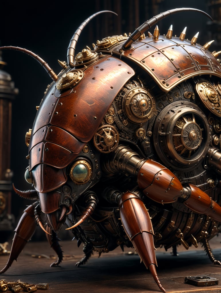 armed and armored cockroach steampunk style