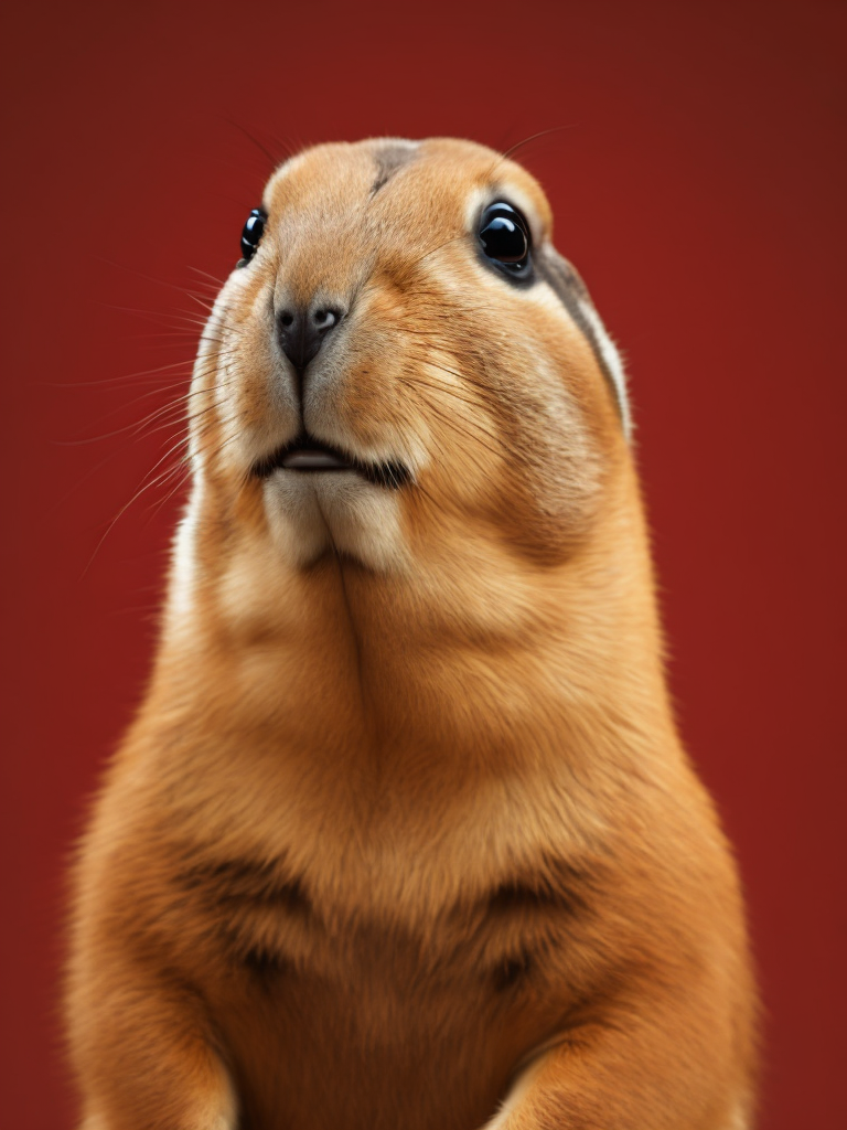 Prairie dog, portrait, simple background, red background, fat prairie dog, cute, animal, from side