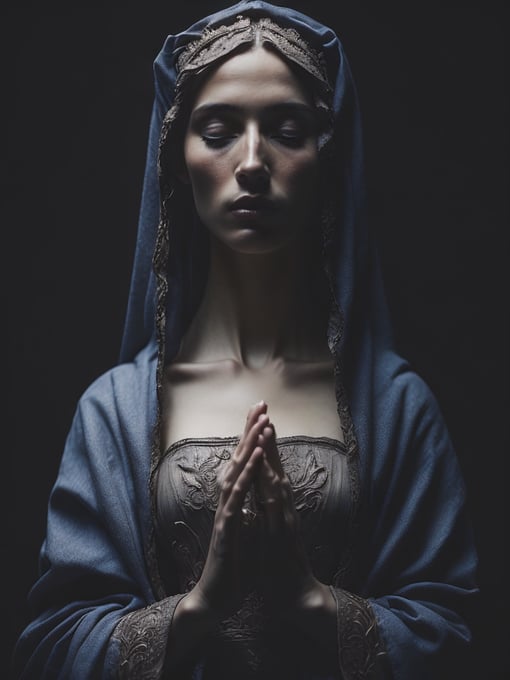 Virgin Mary, deep Neckline