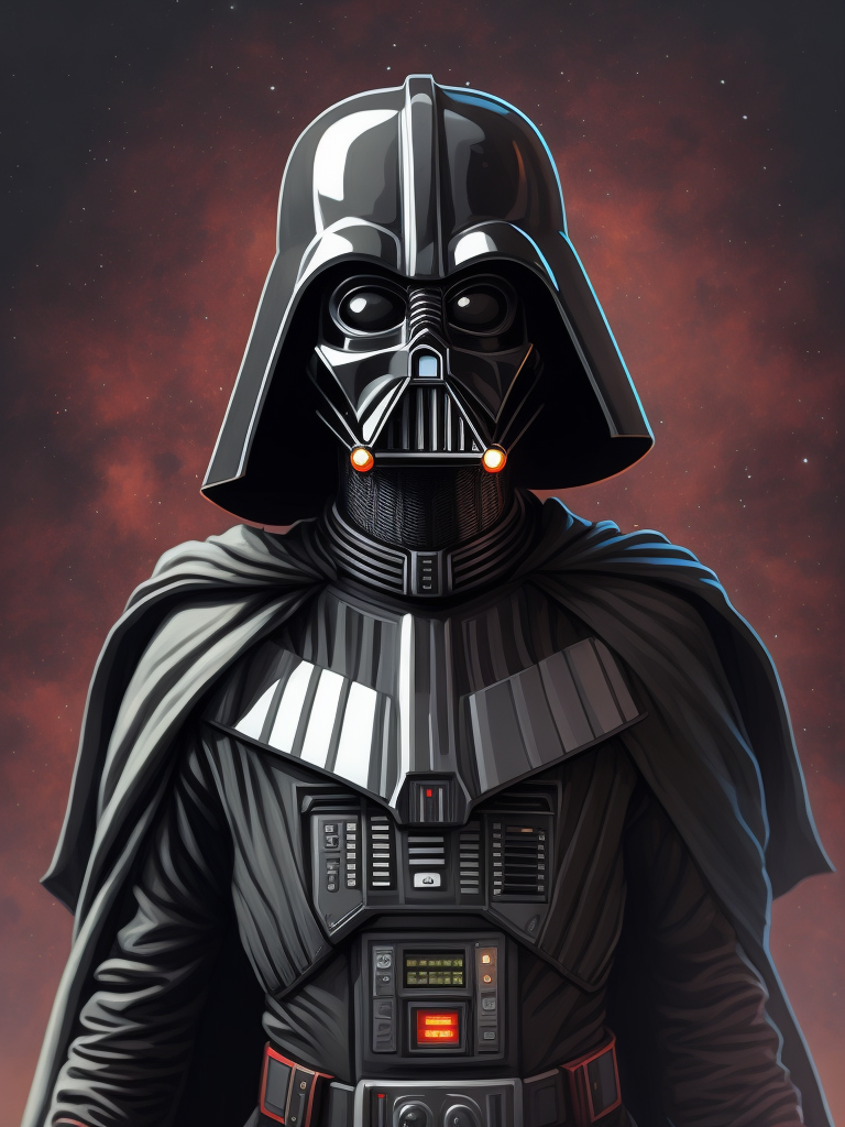 Dibujo de Rick Sanchez, al estilo de Rick and Morty, caracterizado como Darth Vader