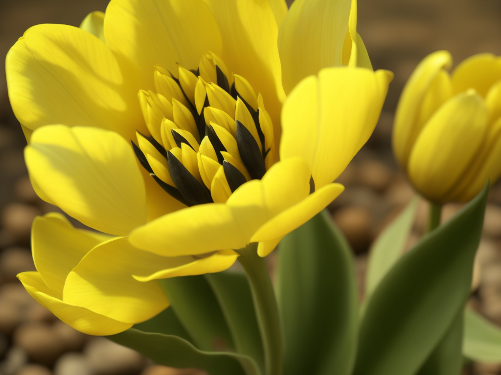 Yellow open tulip, delicate, beautiful