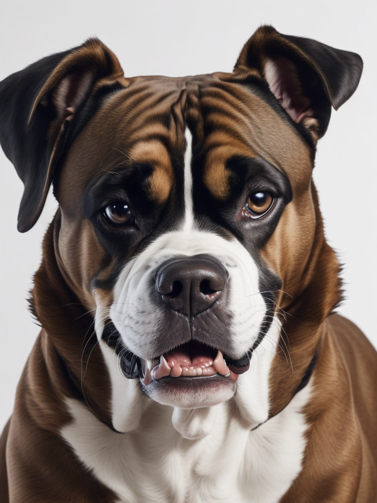 Boxers are strong and energetic dogs smiling on whithe background (limbo white) (((white background))) smiling (((smiling))) (((happy))