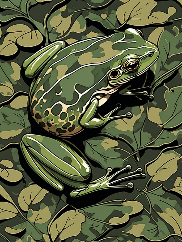 frog camouflage pattern, vector art, modern