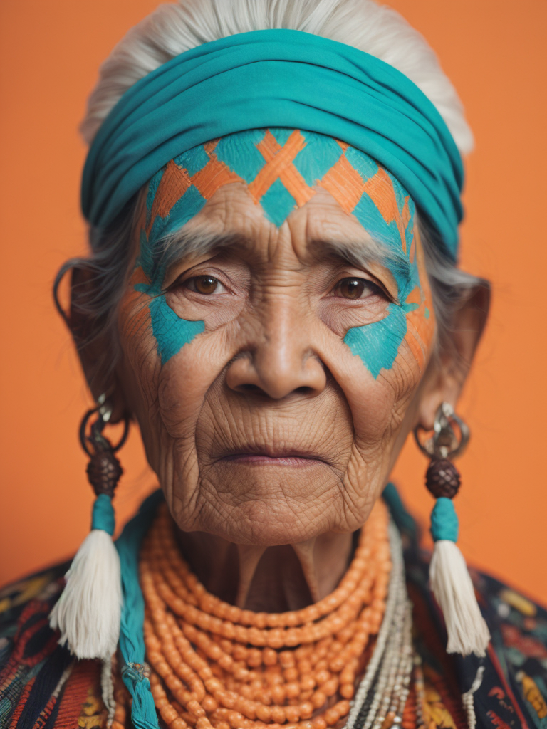 native american old woman in national dress