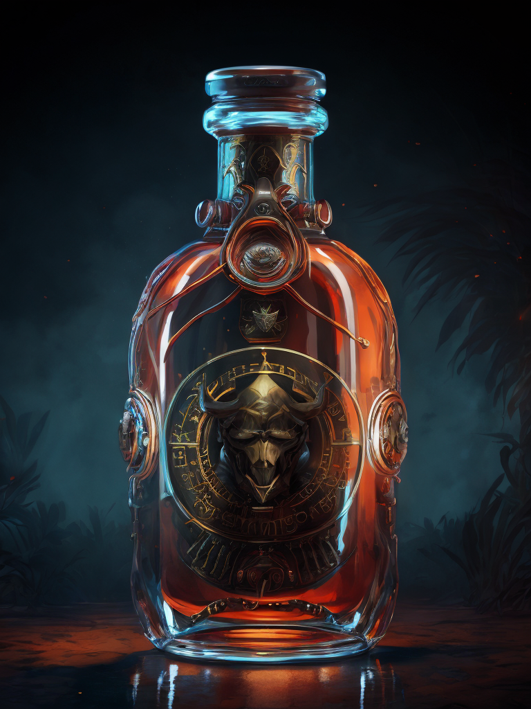 vintage elexir bottle, Magic elixir of health, carved glass, sharp on details, magic