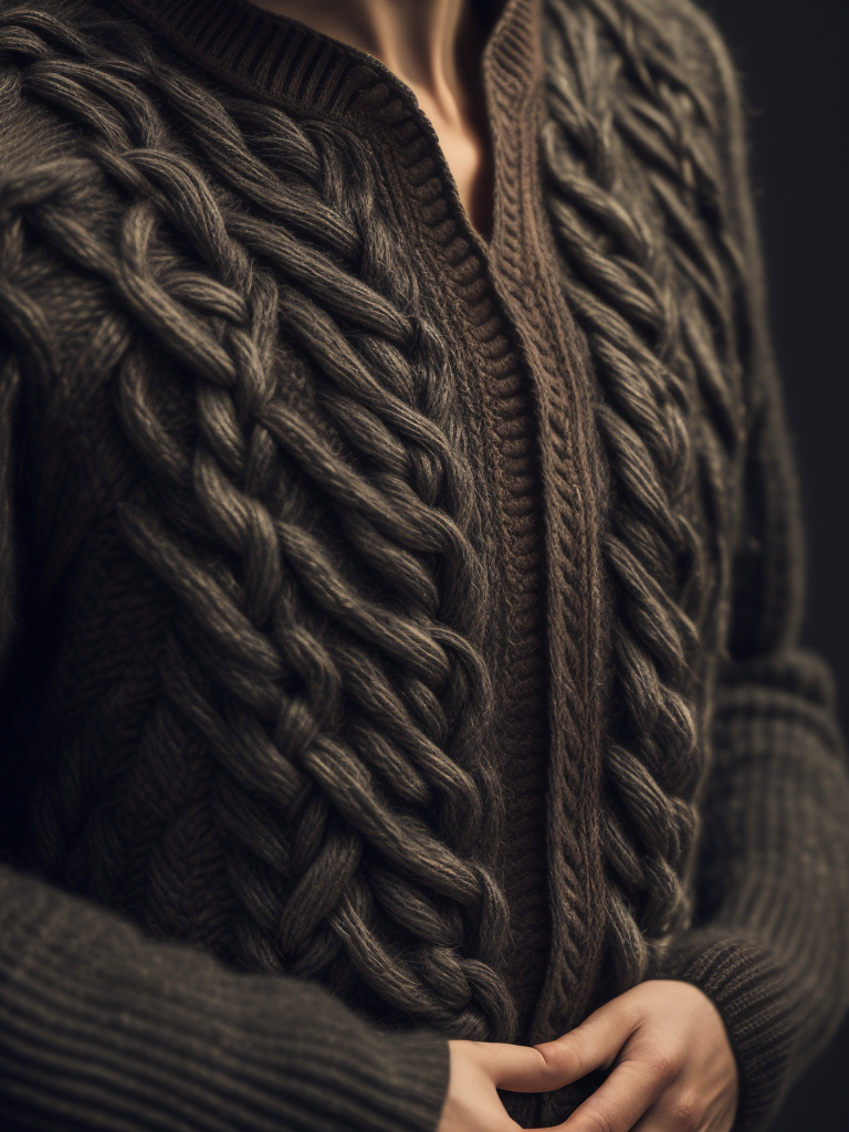A close up of a knitted sweater, studio lighting, professional photography, ultrafine detailed, postminimalism, ultrafine detail, behance hd, high detail
