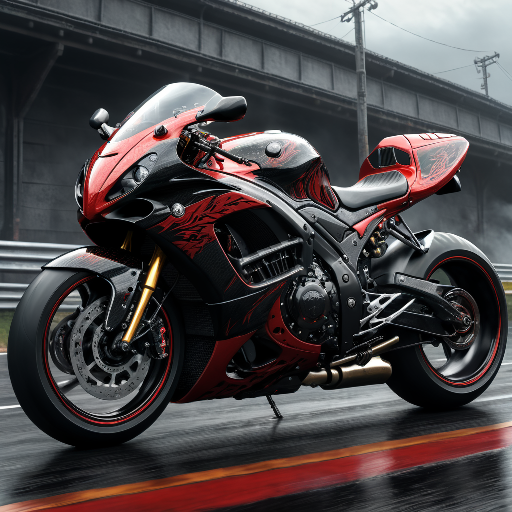 Racing Hayabusa Heavy Bike, Black and Red Color,