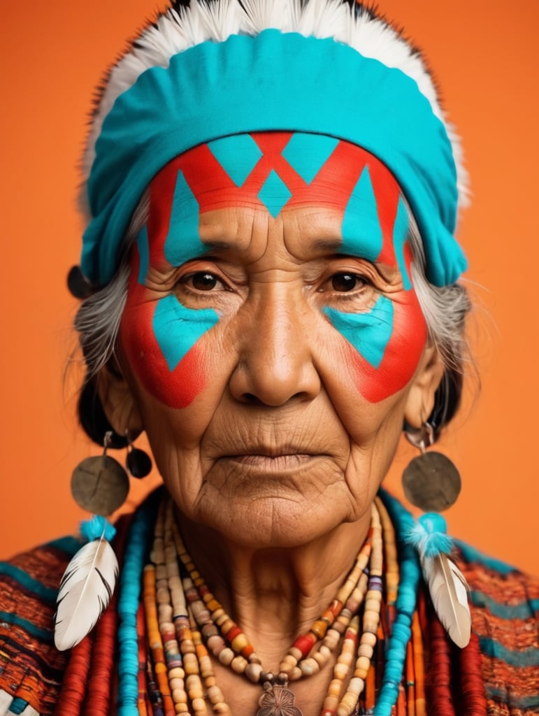 native american old woman in national dress