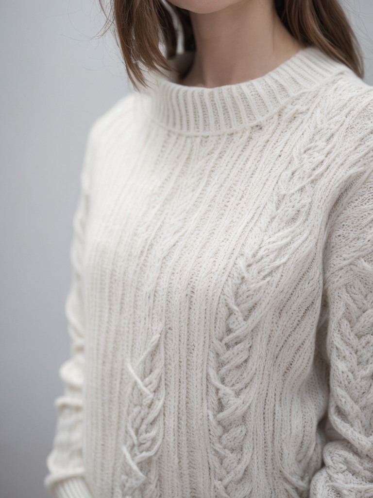 White woolen knited sweater