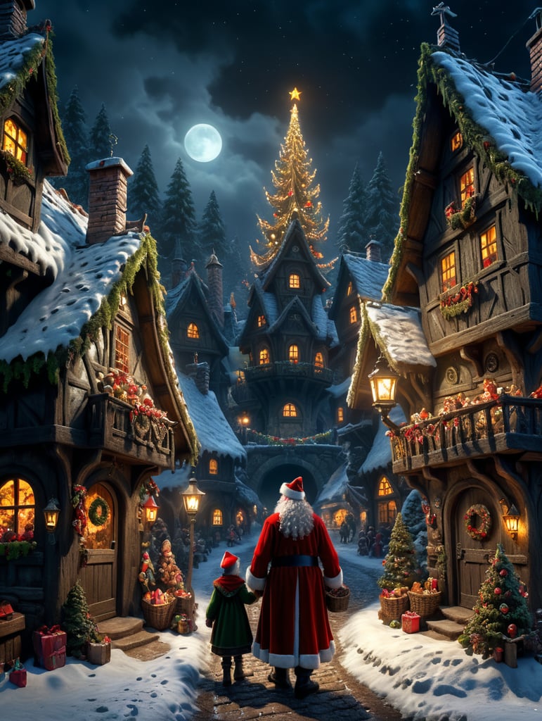 In Hansel and Gretel's village, [Father Christmas] visits to spread Christmas cheer
