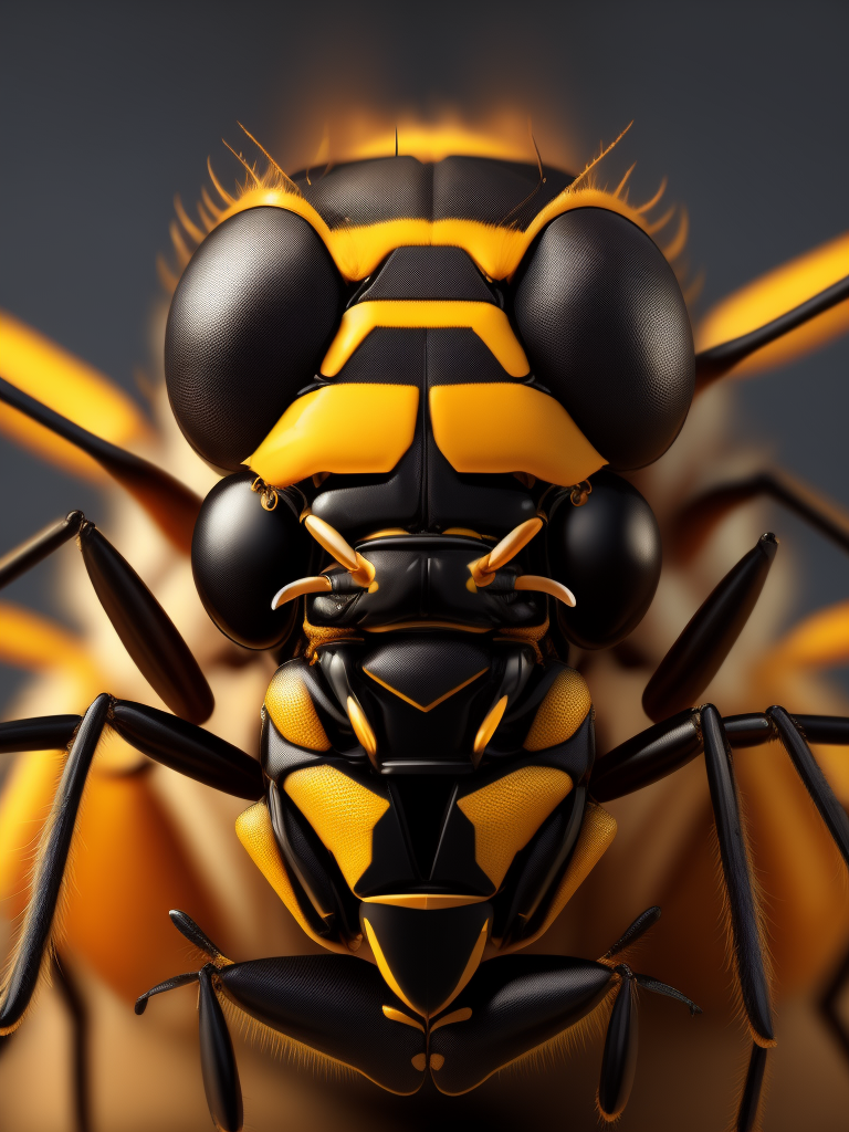 wasp macro photography, close-up, high-quality details, deep focus, professional shot