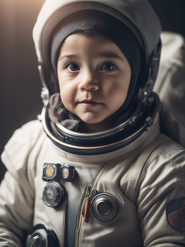 little astronaut in space, deep space background, high details, hubble photography