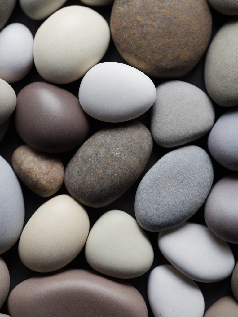 Texture of stones, pattern, background, top view, organic texture, seamless texture, scattered stones, gray and brown colors, deep colors, contrast lighting, voluminous stones, stones lie on top of each other, closely stacked stones